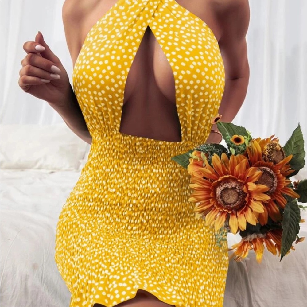 Floral Print Backless Criss Hater Dress